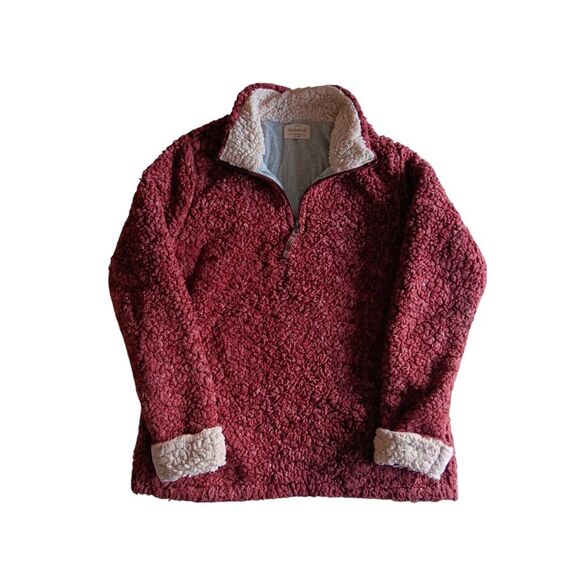 Weatherproof Vintage‎ Wine Red Frosty Tipped Sherpa Pullover Women's Medium - Picture 1 of 14